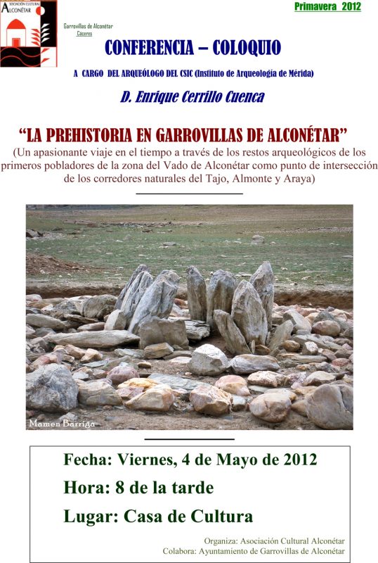 CONFERENCIA - COLOQUIO  "La Prehistoria en Garrovillas de Alconétar"