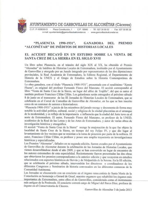 II PREMIO ALCONÉTAR