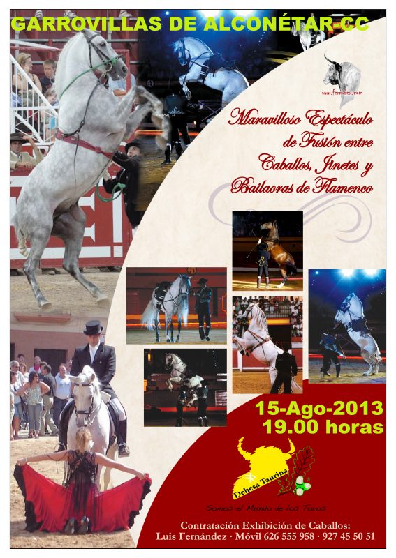 Espectáculo de Fusión entre caballos, jinetes y bailaoras de flamenco