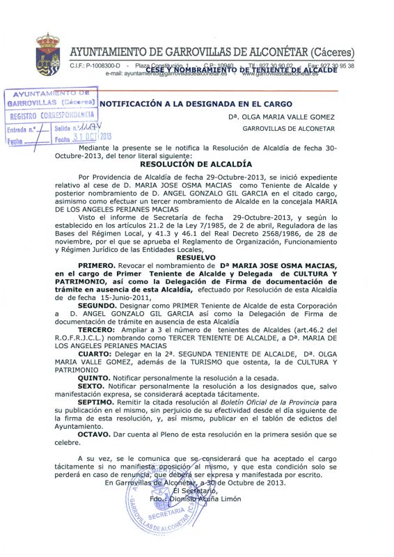 Resolución de la alcaldía