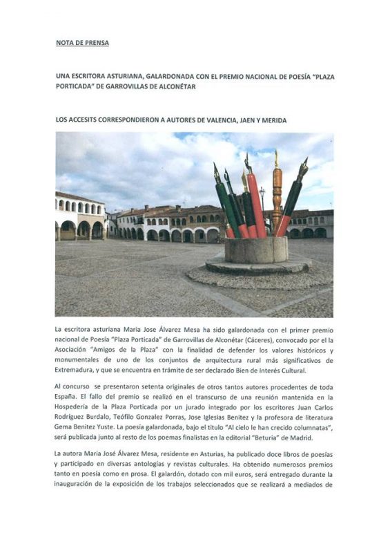 Premio nacional de poesia plaza porticada