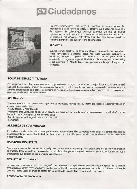 2015 PROGRAMA DE CIUDADANOS PARA LAS ELECCIONES MUNICIPALES DE MAYO