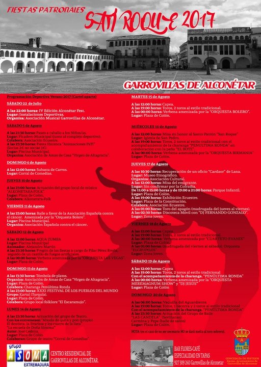 Programa de festejos San Roque 2017